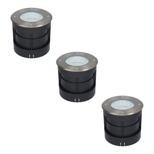 HOFTRONIC™ 3x Lucie LED Gartenstrahler Edelstahl - Rund - 3000K Warmweiß - 12 Watt - IP67 wasserdicht für den Außenbereich - 5 Jahre Garantie