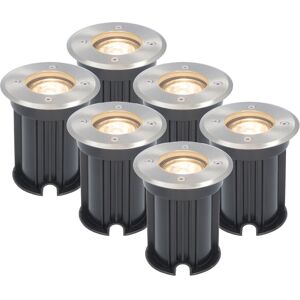 V-TAC 6er Set LED Bodeneinbaustrahler Rund - Edelstahl - GU10 Dimmbar 2700K Warmweiß 5 Watt - IP65 Wasserdicht - Bodenstrahler außen - Strahler für Garten & Einfart