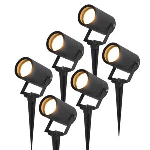 HOFTRONIC™ 6er-Set Spikey dimmbarer LED Gartenstrahler mit Erdspieß - exkl. GU10 - Wandspot - IP65 für den Innen- und Außenbereich - Erdspieß - Schwarz