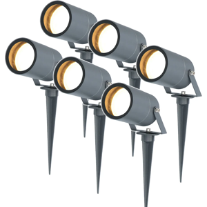 HOFTRONIC™ 6er-Set Spikey dimmbarer LED Gartenstrahler mit Erdspieß - exkl. GU10 - Wandspot - IP65 für den Innen- und Außenbereich - Erdspieß - Anthrazit