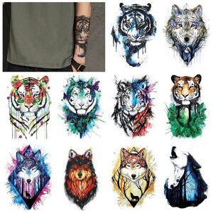 Something Beuty 3d Farbe Tiger Wolf Halbarm Großes Muster Anzug Wassertransferdruck Simulation Tattoo Aufkleber