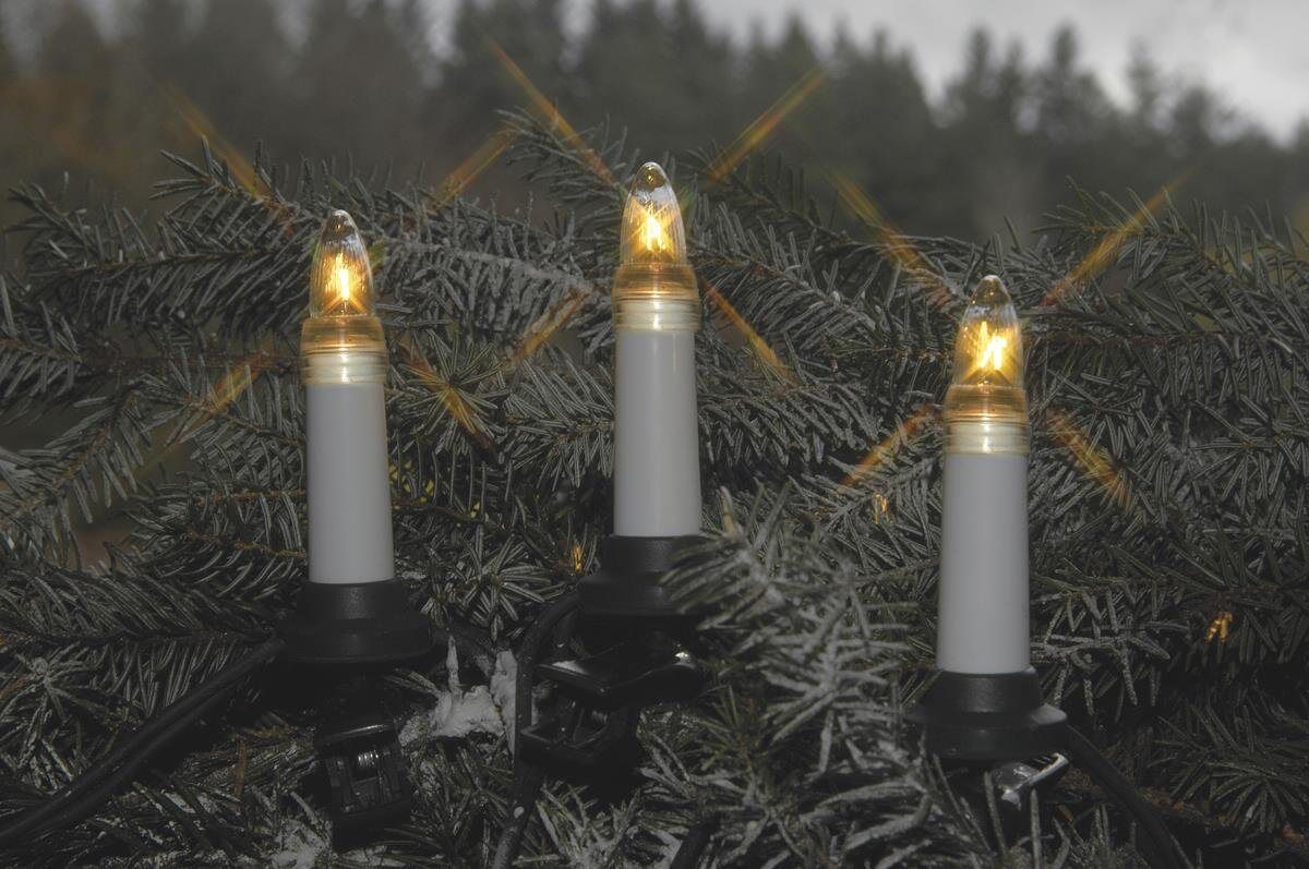 STAR TRADING Christbaumkerzen »Kerzenkette - 25 warmweiße Kerzen - Outdoor - Ring - E10 Fassung - H: 11cm, L: 12,0m - weiß«, 25-flammig