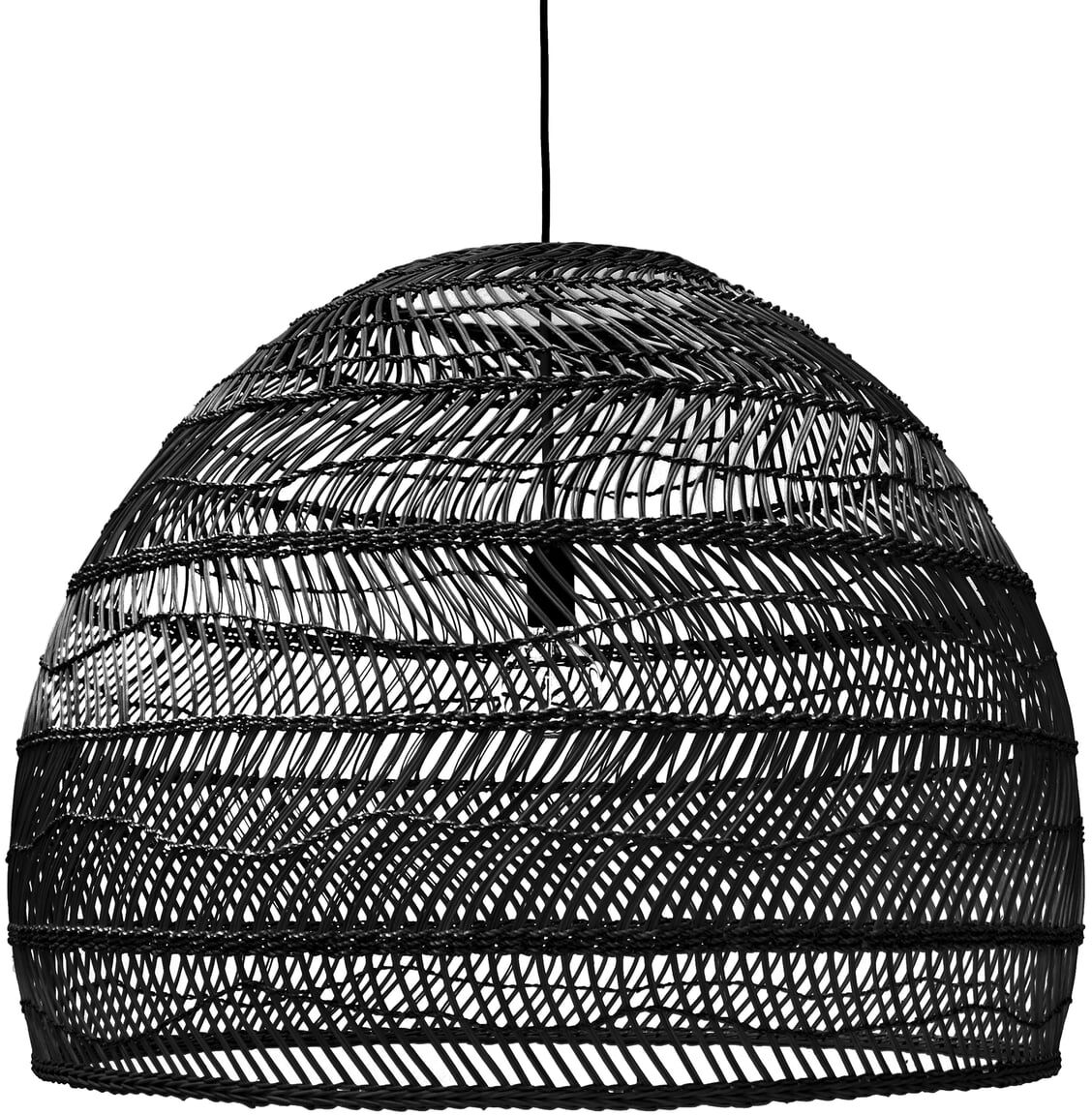 HKliving - Wicker Pendelleuchte L, Ø 80 x H 60 cm, schwarz