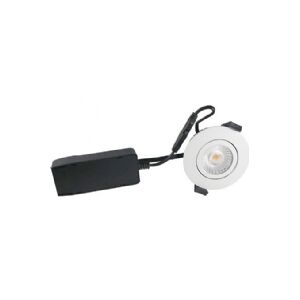 NORDTRONIC Low Profile ECO LED 6W 220-240V 420 lumen 2700K CRI> 90 kipvinkel 36° IP54, Mat Hvid, Rund