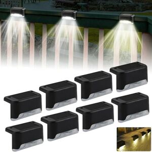 8 Pack Solar Deck Lights, LED Solar Step Lights Vandtæt Solar Lamp Udendørsbelysning til trapper, dæk, gårdhave, gård, sti, (sort-kølig hvid)