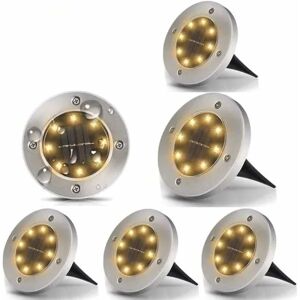 Udendørs solcelle inground lys Rustfrit stål gadelys (8led 6PCS varmt lys)， til udendørs, have, gård