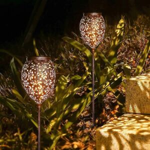Metal solcellelys til udendørs, 2 stykker solcellelampe til udendørs have med IP65 vandtæt, JOYCREATO - Perfet