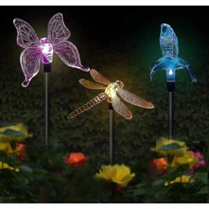 3 Pack Sommerfugle, Hummingbird, Dragonfly, Solar Powered Led Solar Garden Lights