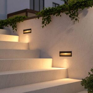 Lucande LED indbygget væglampe Loya, kantet, mørkegrå, udendørs