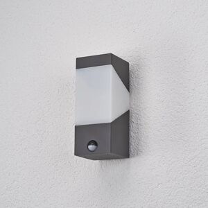 Lucande udendørs væglampe Kiran, sensor, grå, aluminium, 24,3 cm