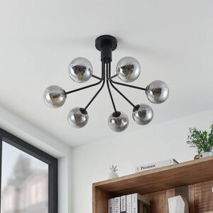 Lucande Wynona loftlampe, 7 lyskilder, sort