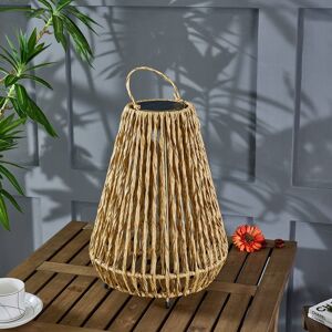 Lindby LED-solcellelampe Amaria, rattan, lys, Ø 27 cm