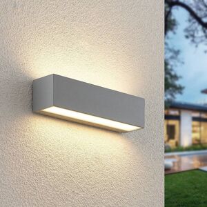 Lucande LED udendørs væglampe Lengo, 25 cm, sølv, 2-lys, aluminium