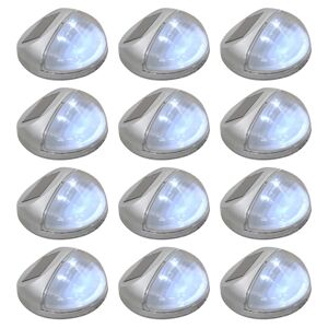 vidaXL udendørs soldrevne væglamper LED 12 stk. rund sølvfarvet