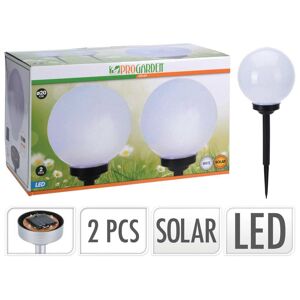 ProGarden udendørs LED-solcellelamper 2 stk. Ball 20 cm hvid
