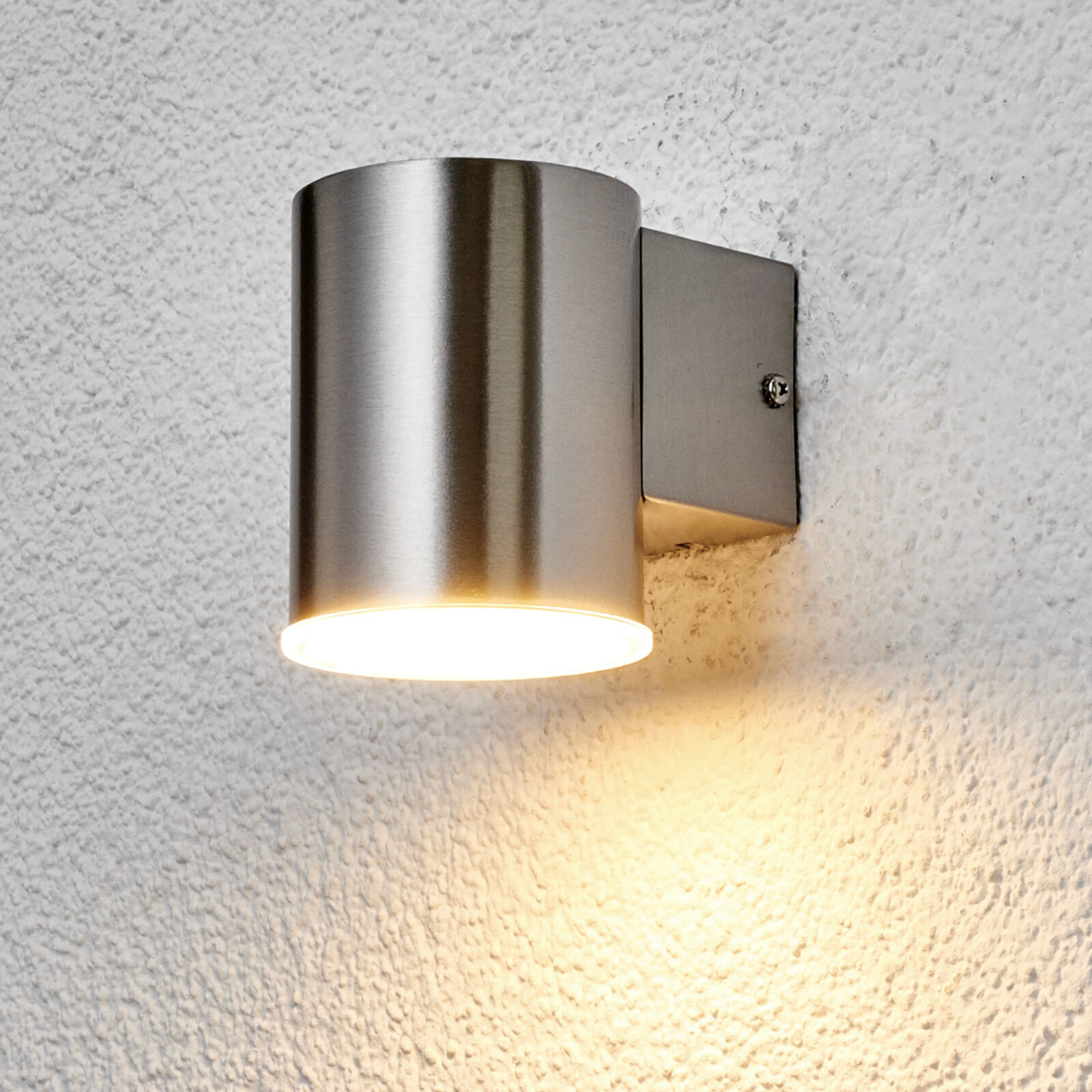 Lindby Rund LED-udendørsvæglampe Morena af rustfrit stål