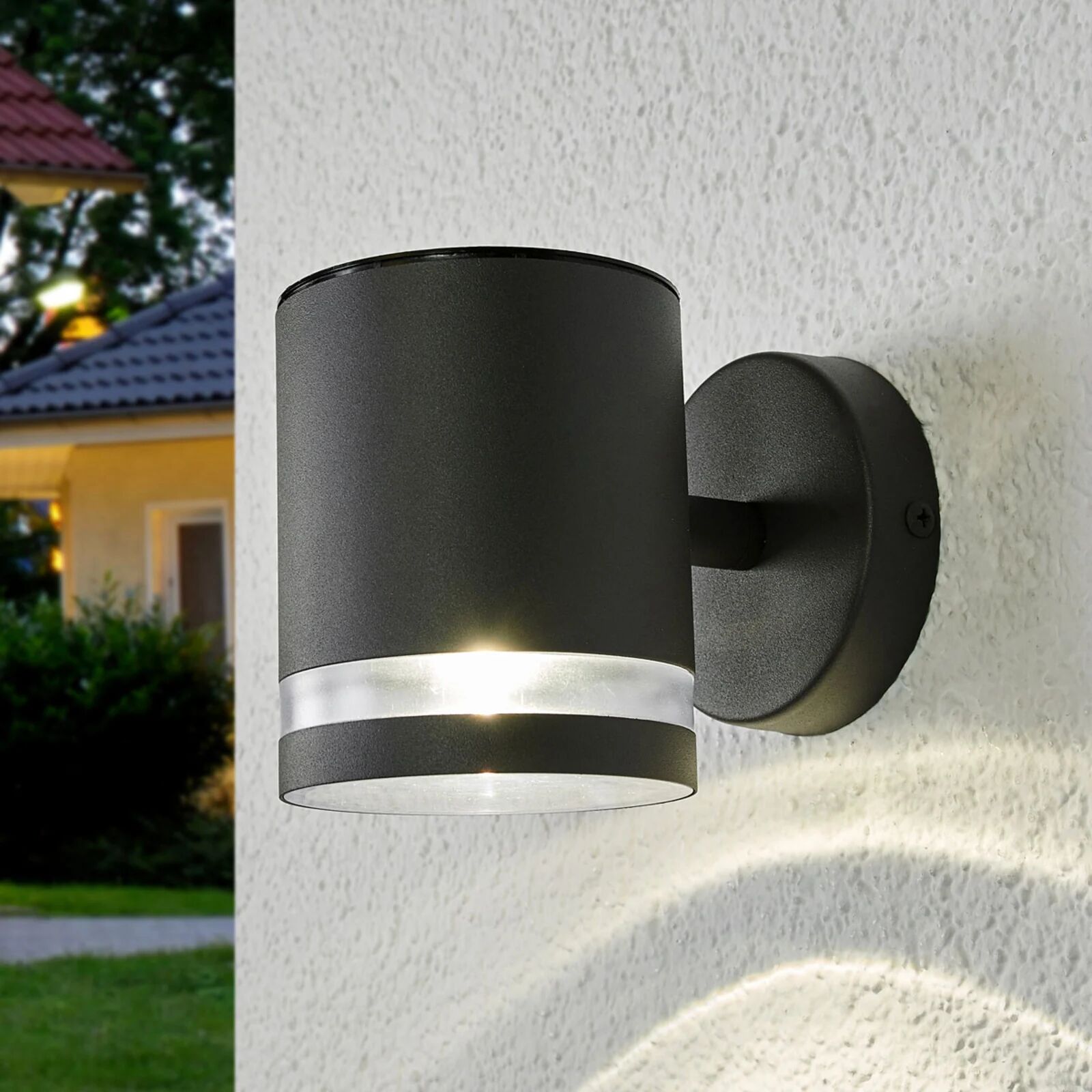 Lindby Grå LED solcelle udendørs væglampe Melinda