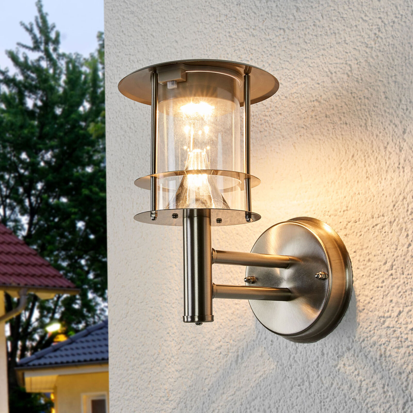 Lindby Solcelle udendørs lampe Sumaya, LED, rustfrit stål
