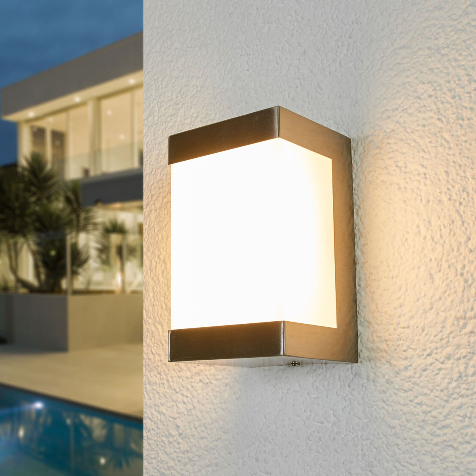 Lindby LED udendørs væglampe Severina i rustfrit stål