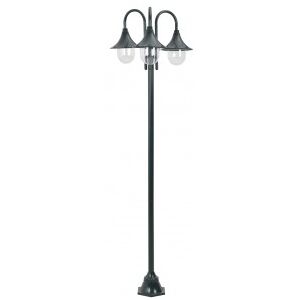 vidaXL Farola De Jardín Con 3 Luces Aluminio Verde Oscuro E27 220 Cm