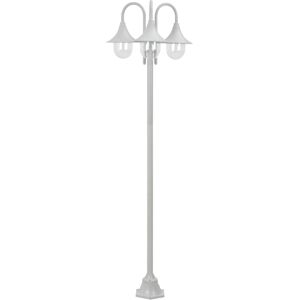 vidaXL Farolas de jardín con 3 luces aluminio blanca E27 220 cm