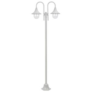 vidaXL Farola de jardín con 2 luces aluminio blanca E27 220 cm