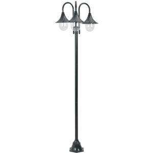 vidaXL Farola de jardín con 3 luces aluminio verde oscuro E27 220 cm