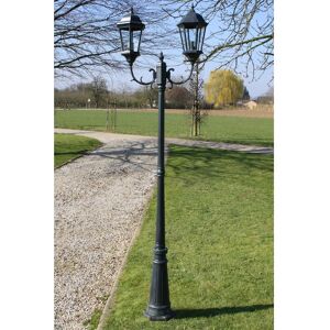 vidaXL Farola de jardín 2 brazos 230 cm verde oscuro/negro aluminio