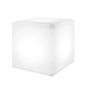 LOLAhome Lámpara exterior Block retroiluminada con estética de cubo de PE blanca de 30x30x30 cm