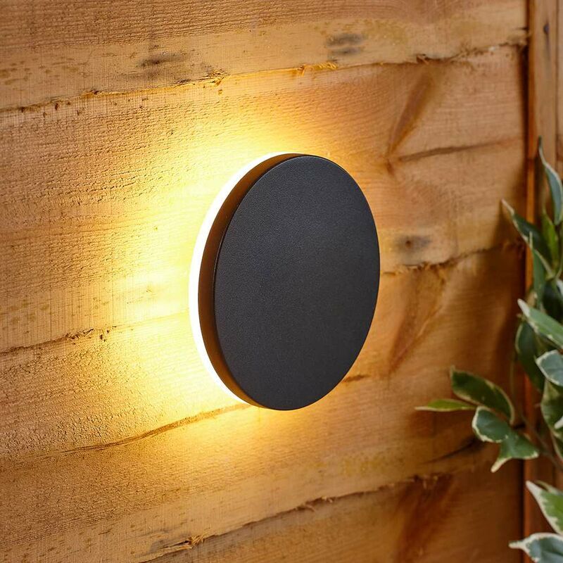 BIARD Luz LED Exterior Redonda Eclipse Negro Arriba/Abajo LED IP54 Jardín