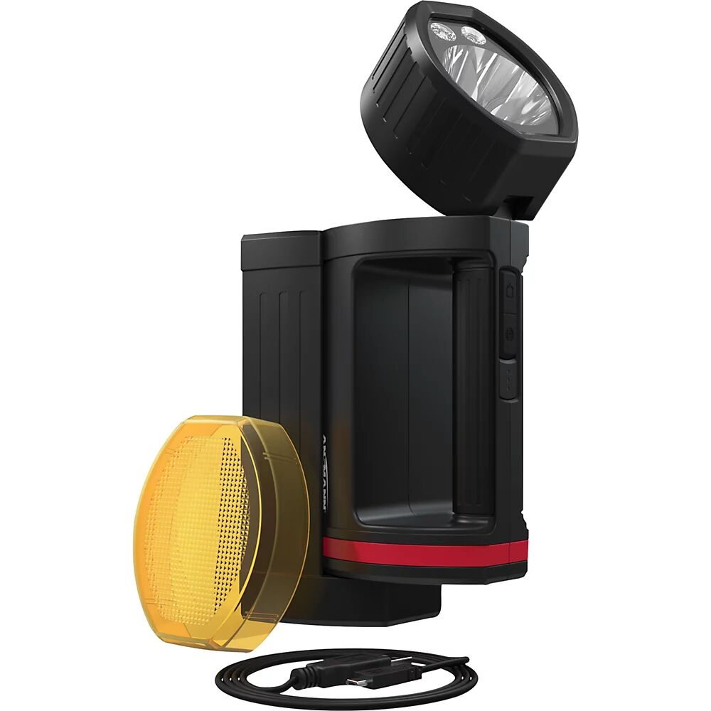 Ansmann Faro de mano LED con batería HS20R Pro, 1700 lm, negro/rojo, L x A x H 215 x 105 x 81 mm