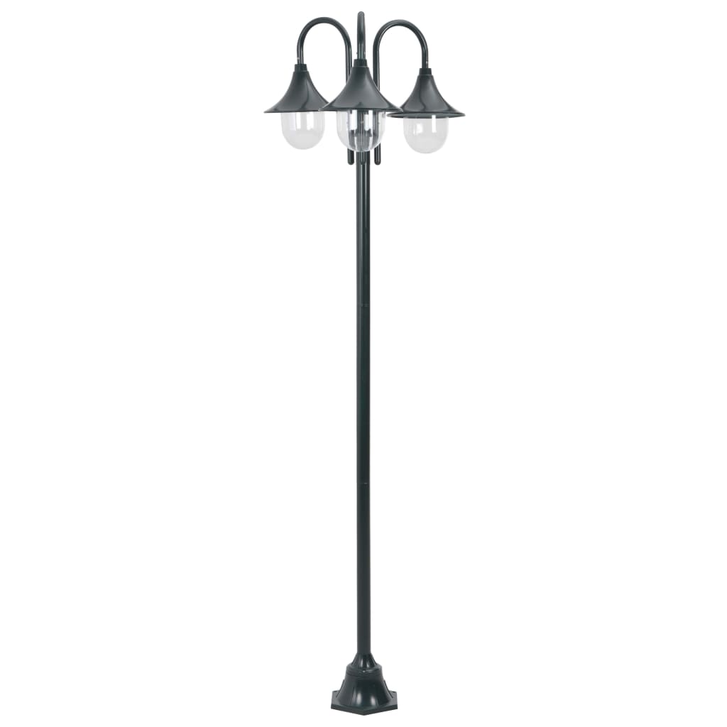 vidaXL Farola de jardín con 3 luces aluminio verde oscuro E27 220 cm