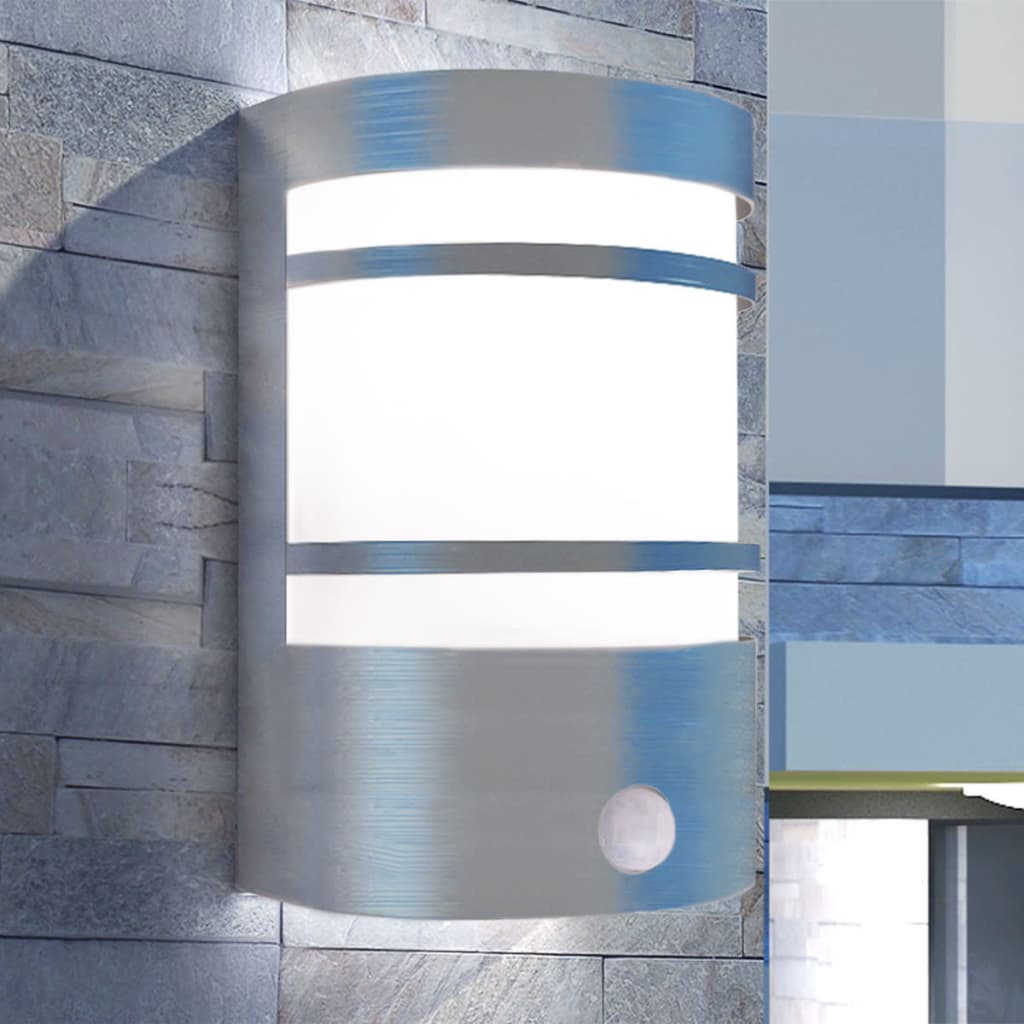 vidaXL Lámpara de pared para exterior con sensor de acero inoxidable