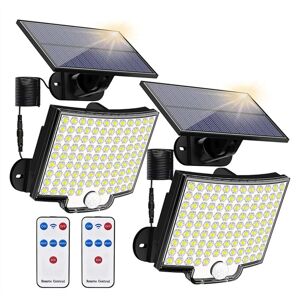 TLILY 2 Ensembles de Lampes Solaires ExtéRieures avec DéTecteur de Mouvement IP65, Applique Murale de Jardin éTanche avec 106 led de Projecteurs Solaires - Publicité