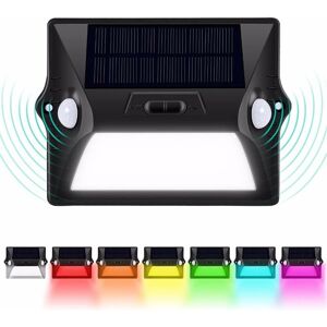 GOTRAYS Applique murale solaire dextérieur rgbled avec détecteur de mouvement pir - Lampe de jardin extérieure à double tête - Éclairage de rue - Lumière - Publicité