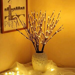 Linghhang - Ensemble de 3 lumières d'arbre à l'extérieur à l'intérieur 60LEDs branches lumineuses étanches 76CM branche blanc chaud brun clair avec branche de lampe à led fonctionnant sur secteur décoration pour - brown - Publicité