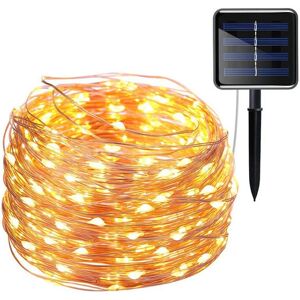 Gabrielle - Lot de 2 Guirlande Solaire Exterieur, 12m 100 led Guirlande Lumineuse Solaire Exterieure Étanche 8 Modes Décoration Lumière pour Jardin Terrasse Cour Maison Noël Mariage Fête Blanc chaud - Publicité