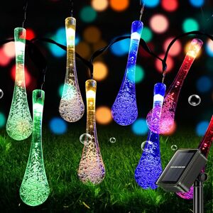 BEIJIYI Guirlande Lumineuse Exterieur Solaire, 50 led 7M Lumière de Goutte d'eau Solaire pour Extérieur et Intérieur, Lampe Décoration Étanche pour Jardin, Arbres, Fêtes Noël, Terrasse(multicolore) - Publicité