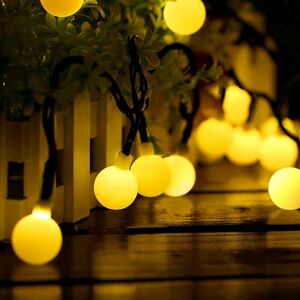 JUSCH Guirlande Lumineuse Extérieure Solaire, 50 led 7M avec 8 Modes Éclairage Jolies, Décoration Lumière pour Jardin Terrasse, Arbre Noël Fête - Publicité