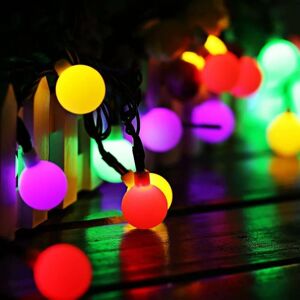 BEIJIYI Guirlande Lumineuse Extérieure Solaire, 50 led 7M avec 8 Modes Éclairage Jolies, Décoration Lumière pour Jardin Terrasse, Arbre Noël Fête - Publicité