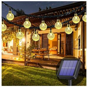 Linghhang - Guirlande lumineuse solaire d'extérieur, Blanc chaud , 50 led, 7 m, étanche, 8 modes d'éclairage, intérieur/extérieur - Pour jardin, terrasse, cour, maison, fête, mariage, festival ,Lumières de paysa - Publicité