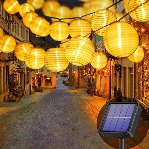 Beijiyi - Guirlande lumineuse solaire d'extérieur, guirlande de lanternes 6M 30 led, 8 modes, lumières décoratives étanches pour jardin, patio, cour, balcon, terrasse, fête de mariage, blanc chaud - Publicité