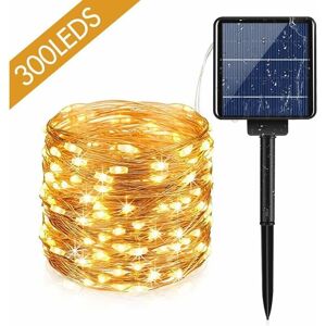 DEBUNS Guirlande Lumineuse Solaire Extérieure 10M 100 LEDs avec 8 Modes d'Éclairage, Chaîne de Lumière Solaire Étanche pour Jardin, Terrasse, Balcon, Cour, Maison, Arbre de Noël, Mariage, Fête Party [Classe - Publicité