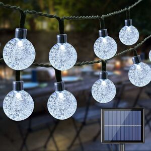 Rhafayre - Guirlande Lumineuse Solaire,Damtong 100 Leds 12M Cristal Boules Lumière,8 Modes Etanche Lumières Solaires,Pour Décoration Extérieur, Jardins, Terrasses, Mariages, Fêtes(Couleur Blanc) - Publicité