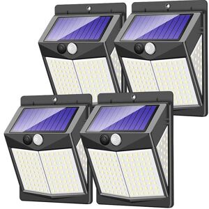 TLILY Lampes de SéCurité Solaires D'ExtéRieur, 140 led Capteur de Mouvement Solaire 3 Modes D'éClairage Appliques Murales à éNergie Solaire 4 PièCes - Publicité