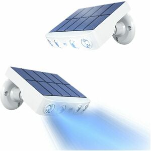 Lot de 2 lampes solaires d'extérieur avec détecteur de mouvement, projecteur solaire à 360° [1200 mAh] Lanterne solaire de jardin étanche (blanc) - Publicité