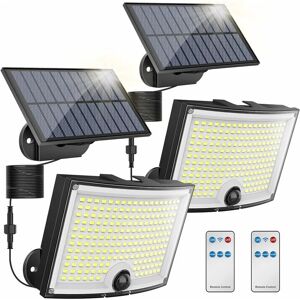 DEBUNS Lampes solaires d'extérieur 202 led avec détecteur de mouvement, étanchéité IP65, angle d'éclairage 120 °, Lot de 2 applique murale solaire pour - Publicité