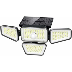 KCVV Lampes solaires d'extérieur, 270 led 3000LM détecteur de Mouvement, 4 têtes 3 Modes 330° Grand Angle 6500K projecteurs de sécurité à énergie Solaire, étanche IP65, pour Garage, Cour, terrasse - Publicité