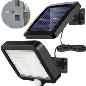 Lampes solaires d'extérieur, lampe solaire d'extérieur à 56 LED avec détecteur de mouvement, étanche IP65, angle d'éclairage de 120°, applique murale de jardin solaire avec câble - Publicité