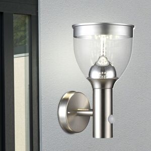 ETC-SHOP Lampes solaires pour jardin extérieur Spots solaires gris clair pour extérieur avec détecteur de mouvement Appliques solaires murales Inox, capteur, - Publicité